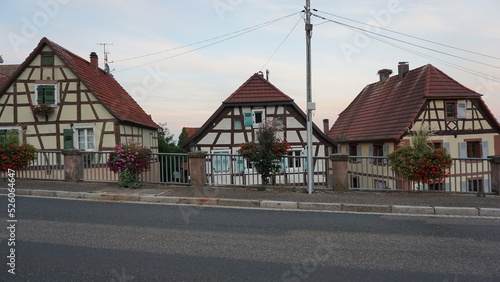 Fototapeta Naklejka Na Ścianę i Meble -  half-timbered houses in the village Oberbronn in the region Alsace in France in the month of August