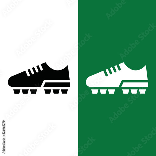 Football or Soccer Shoes icon in Glyph Style. The soccer player's shoes underneath were spiked. Vector illustration icons can be used for applications, websites, or part of a logo.