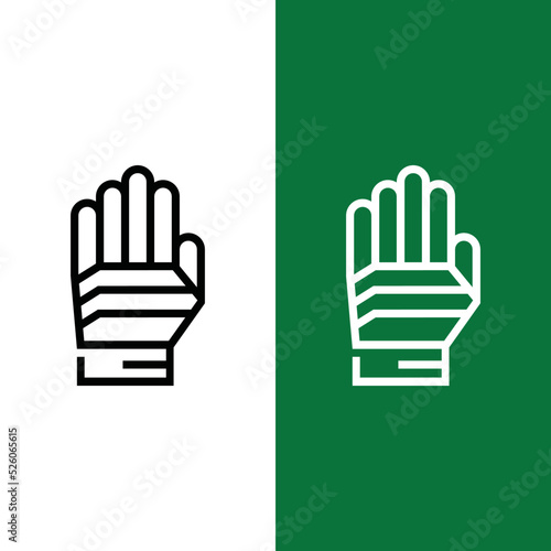 Football or Soccer Goalkeeper Gloves Vector icon in Outline Style. a goalkeeper uses gloves when catching the ball. Vector illustration icons can be used for apps, websites, or part of a logo.