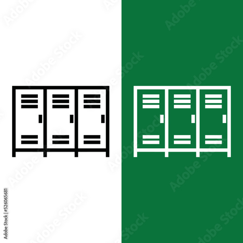 Football or Soccer Locker icon in Outline Style. Locker room for player rest, symbol of match break time. Vector illustration icons can be used for applications, websites, or part of a logo.