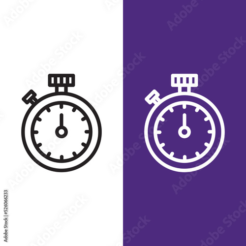 Stopwatch Vector Icon in Outline Style. Vector illustration icon can be used for an app, website, or part of a logo.