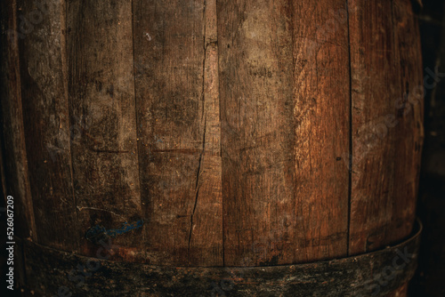 Foto Old barrel background, cask close up