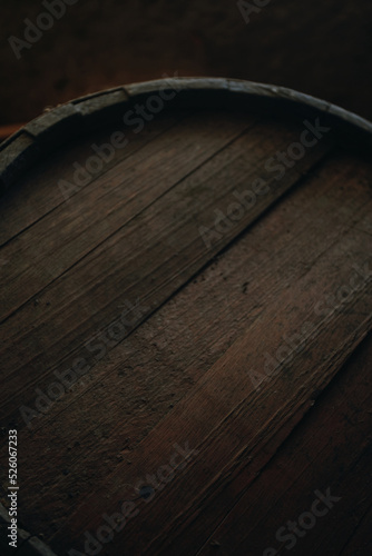 Old barrel background, cask close up	
