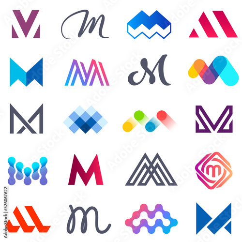 Set of vector logo design template. M letter logo.