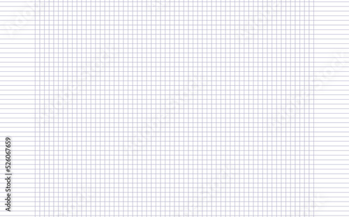 Graph paper. Printable squared grid paper with color horizontal lines. Geometric background for school, textures, notebook, diary. Realistic lined paper blank size reversal A5