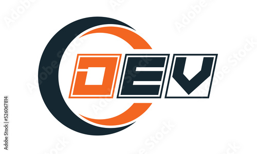 DEV three-letter circle logo design. custom font logo vector template | abstract logo | word mark logo | letter mark logo | business logo | minimalist logo | font logo |