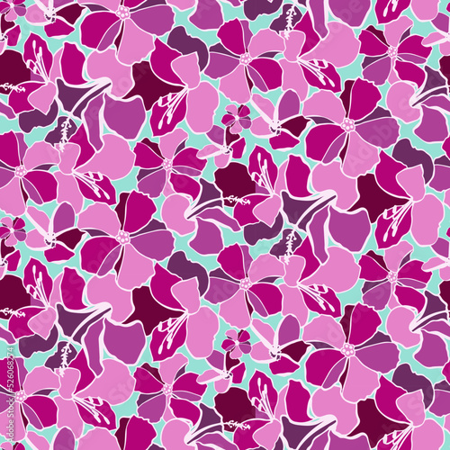 Tropical Floral Hibiscus modern Seamless Pattern Vector Illustration 