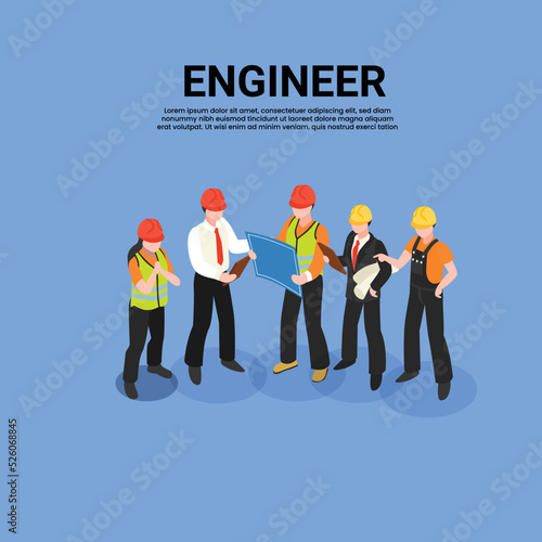 Technician and builders and engineers isometric 3d vector illustration concept for banner, website, illustration, landing page, flyer, etc.