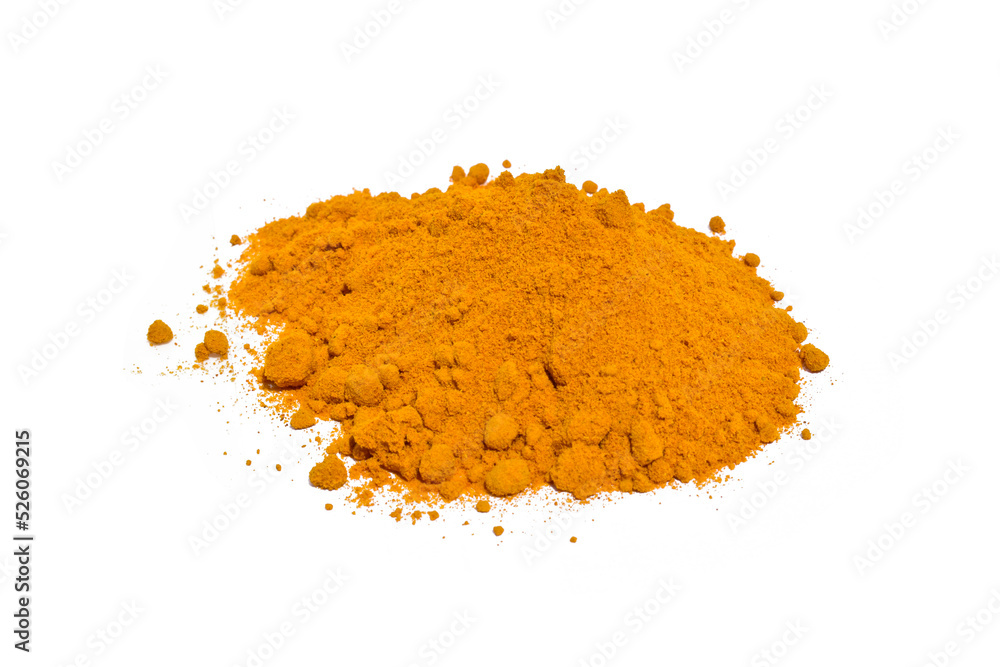 Dry turmeric isolated on white background. Fresh Curcuma longa