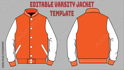 Orange Varsity Jacket University Jacket Editable Template