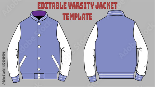 Purple Varsity Jacket University Jacket Editable Template photo