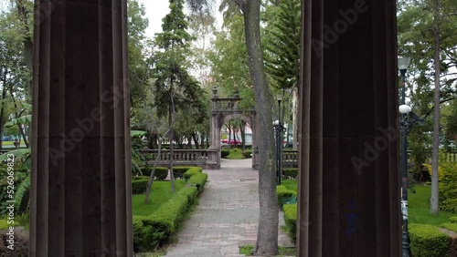 Beautiful Green Path In Front Of Monument Of Jardin De Santiago, Tlatelolco, Mexico City photo