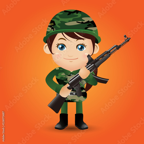 Army soldier in uniform with difference action