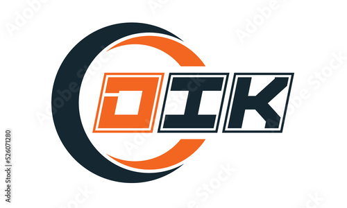 DIK three-letter circle logo design. custom font logo vector template | abstract logo | word mark logo | letter mark logo | business logo | minimalist logo | font logo |