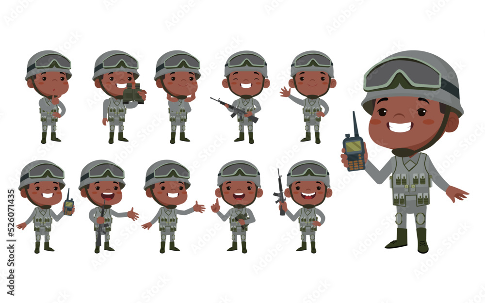 Set of soldier with different poses Set of soldier with different poses