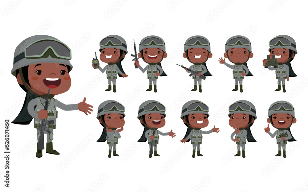 Set of soldier with different poses Set of soldier with different poses