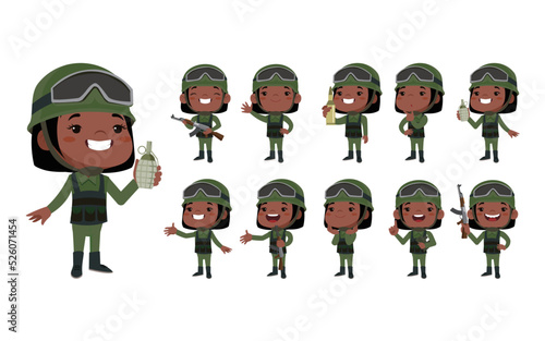 Set of soldier with different poses