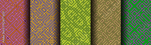 vector modern geometric pattern seamless bundle, set of 5 vector geometric patterns