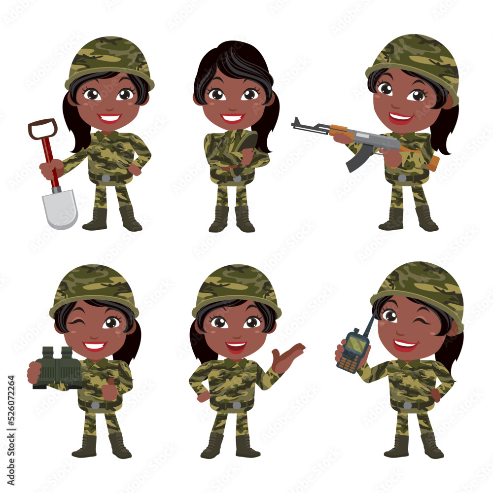 Set of soldier with different poses Set of soldier with different poses