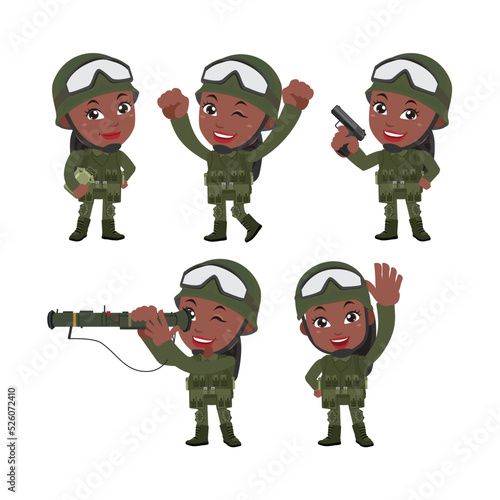 Set of soldier with different poses