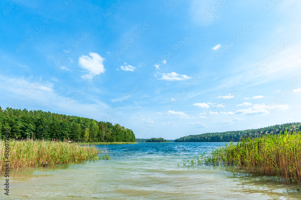 Polish lake with blue sky