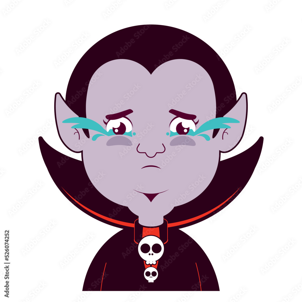 Dracula crying face cartoon cute