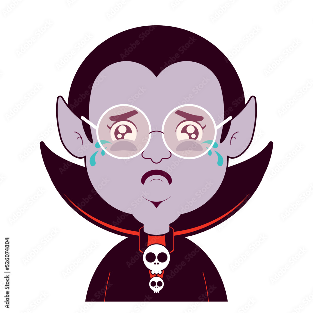 Dracula crying face cartoon cute Dracula crying face cartoon cute