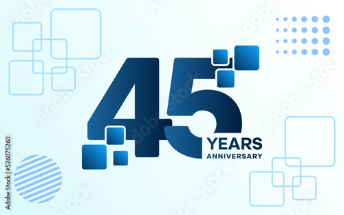 45 Year Anniversary celebration template design, Vector template.