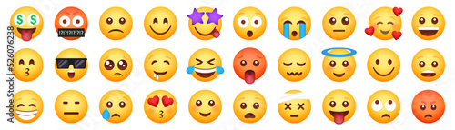 Emoticon smile icons. Cartoon emoji set. Vector emoticon set