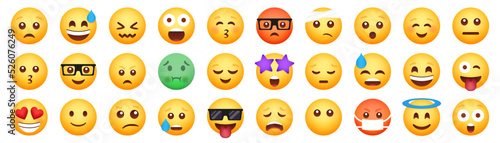 Emoticon smile icons. Cartoon emoji set. Vector emoticon set