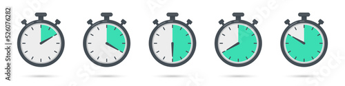 Stopwatch timer icons in a flat design. Vector illustration