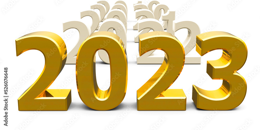 Gold new 2023 year comes Stock Illustration | Adobe Stock