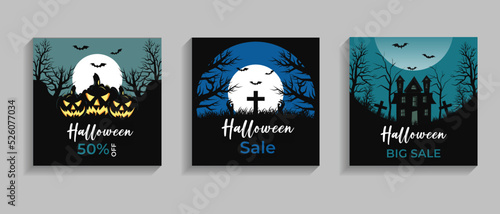Halloween social media post template, Halloween social media post banner design