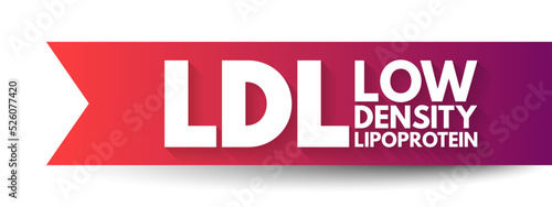 LDL Low-Density Lipoprotein - one of the five major groups of lipoprotein which transport all fat molecules around the body in the extracellular water, acronym text concept background