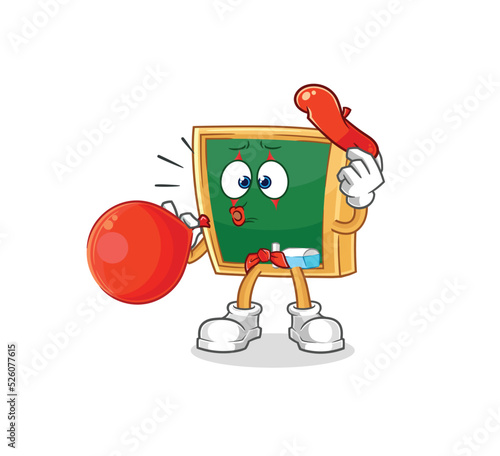 blackboard pantomime blowing balloon. cartoon mascot vector