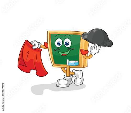 blackboard matador with red cloth illustration. character vector