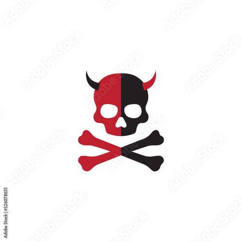 Crossbones skull of death, danger or poison flat vector icon for apps and websites
