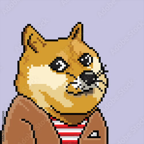 dog character wearing long shirt with pixel art style