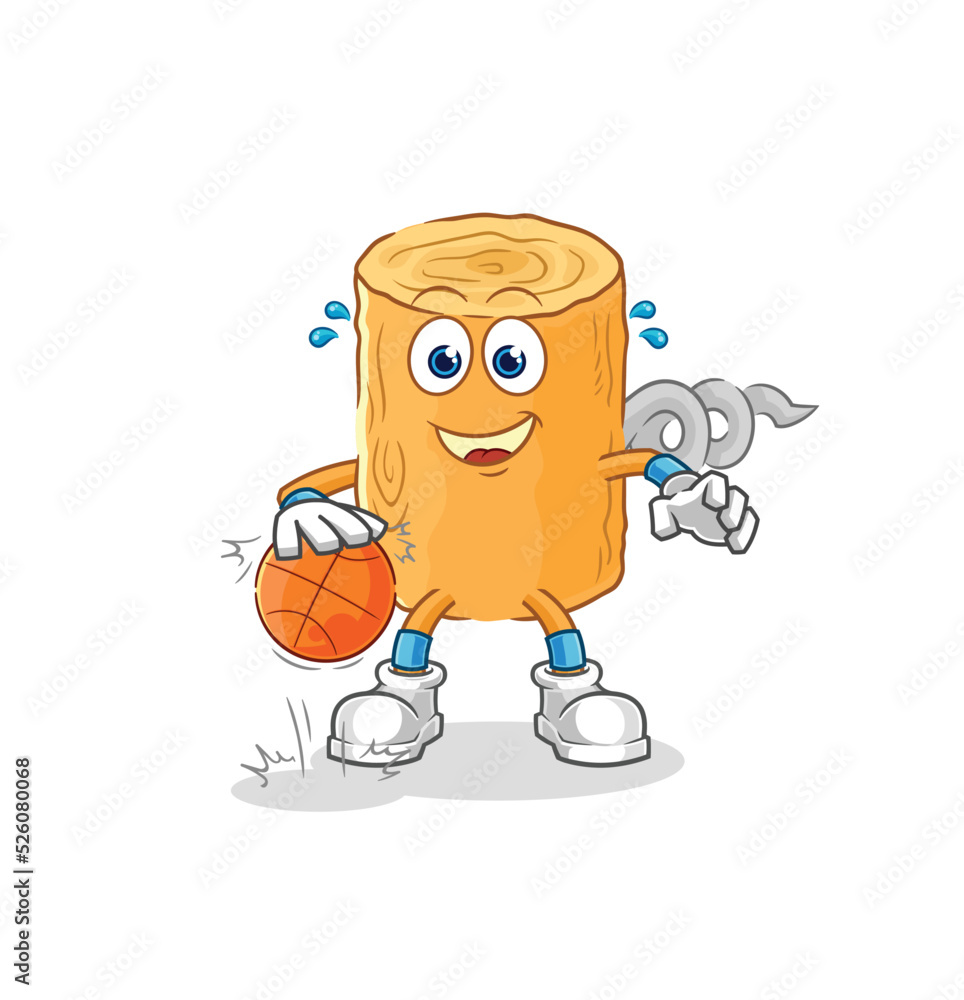 wooden corkscrew dribble basketball character. cartoon mascot vector