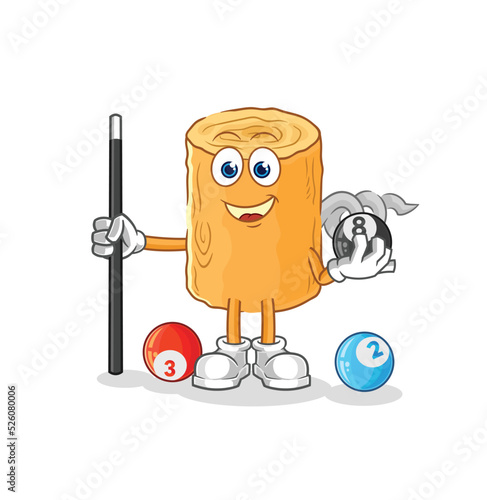 wooden corkscrew plays billiard character. cartoon mascot vector