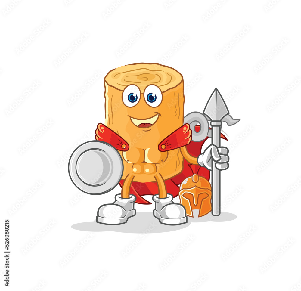wooden corkscrew spartan character. cartoon mascot vector
