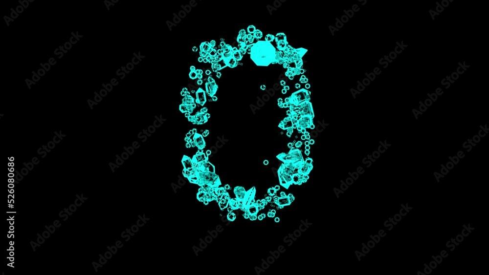 moving teal jewellery gems number 0 - transparent brilliants alphabet, isolated - loop video moving teal jewellery gems number 0 - transparent brilliants alphabet, isolated - loop video