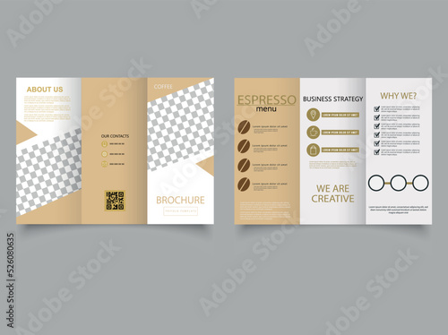 Coffee. Trifold brochure for a private coffee shop.