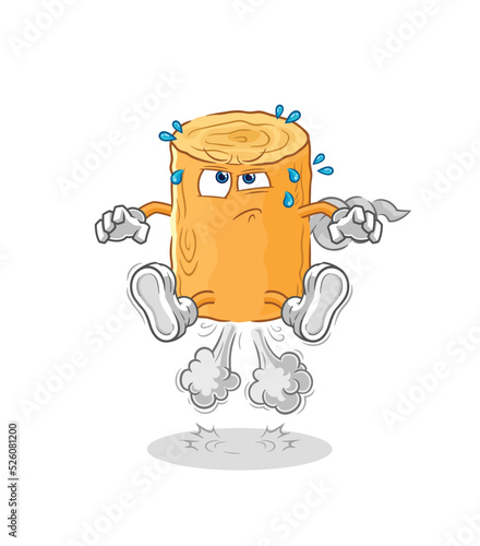 wooden corkscrew fart jumping illustration. character vector