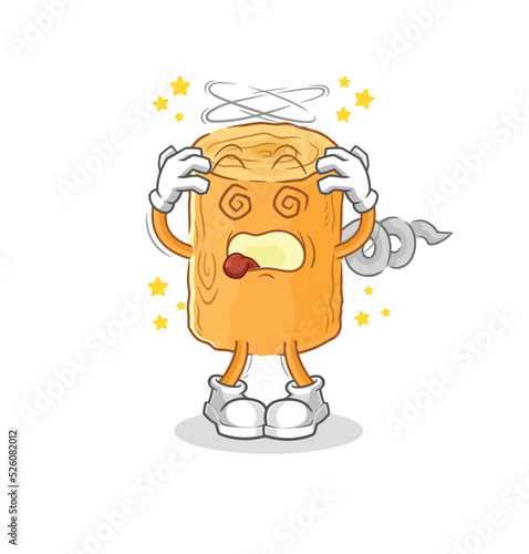 wooden corkscrew dizzy head mascot. cartoon vector
