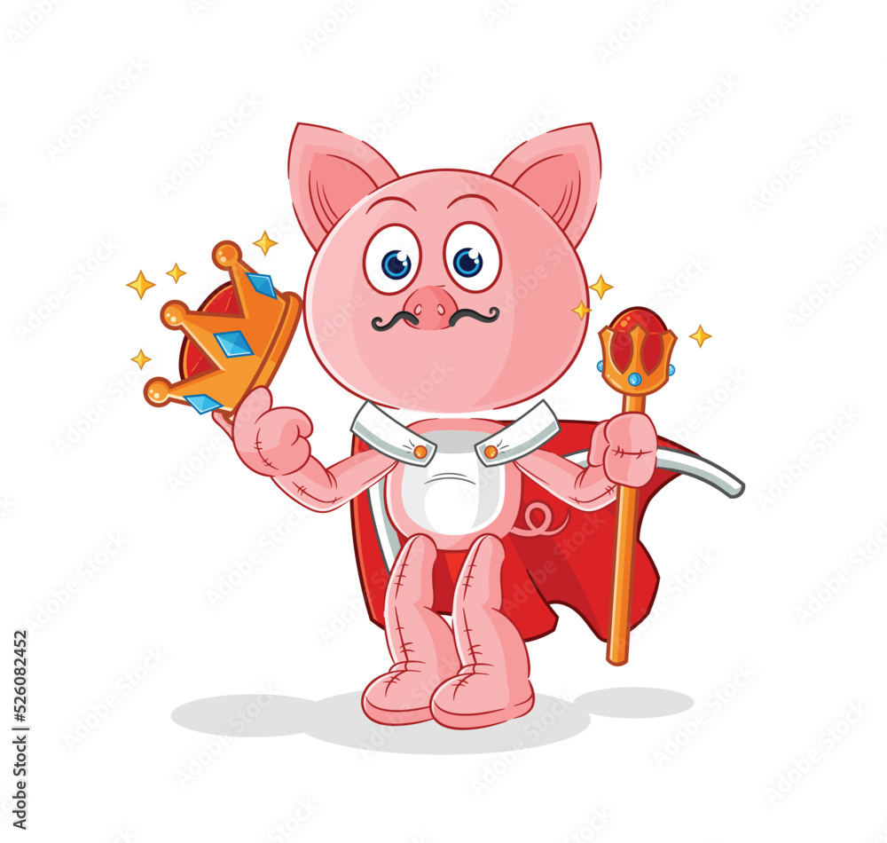 Fototapeta premium pig king vector. cartoon character