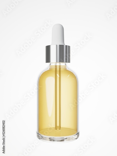 Cosmetic serum and oil dropper bottle 3D render, care product packaging