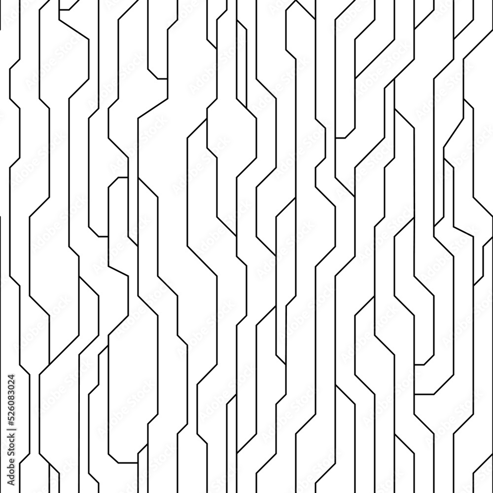 Stock seamless monochrome vector geometric pattern.Futuristic seamless black vector texture from simple abstract shapes isolated on white background.