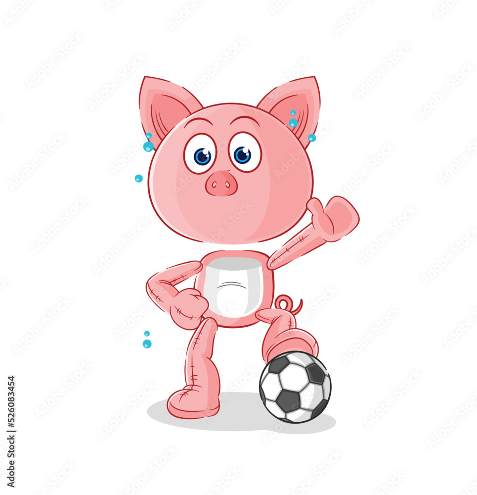 Fototapeta premium pig playing soccer illustration. character vector