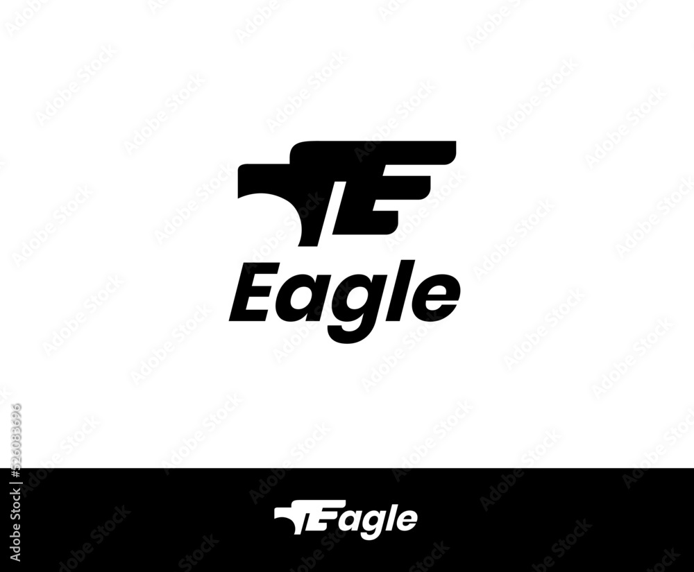 Simple Letter E Eagle Head Vector Logo Design. Initial E Silhouette ...